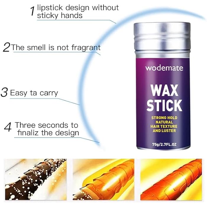 Hair Wax Stick, Slick Stick for Hair Non-greasy Styling Hair Pomade Stick for Flyaways Edge Frizz Hair, 2.7 Oz - Image 5